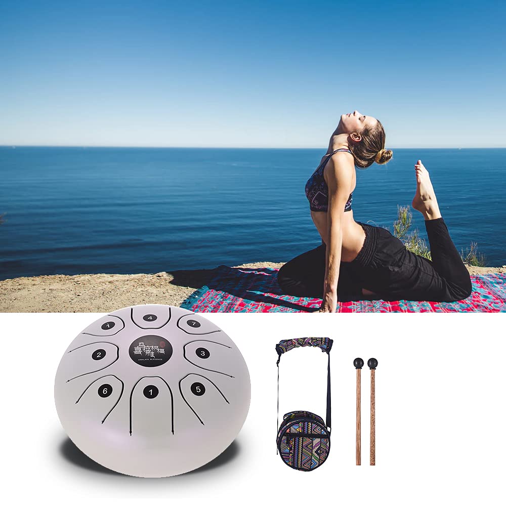 Btuty - Steel Tongue drum a 8 toni, 14 cm, strumento a percussione in do con bacchette e custodia per il trasporto