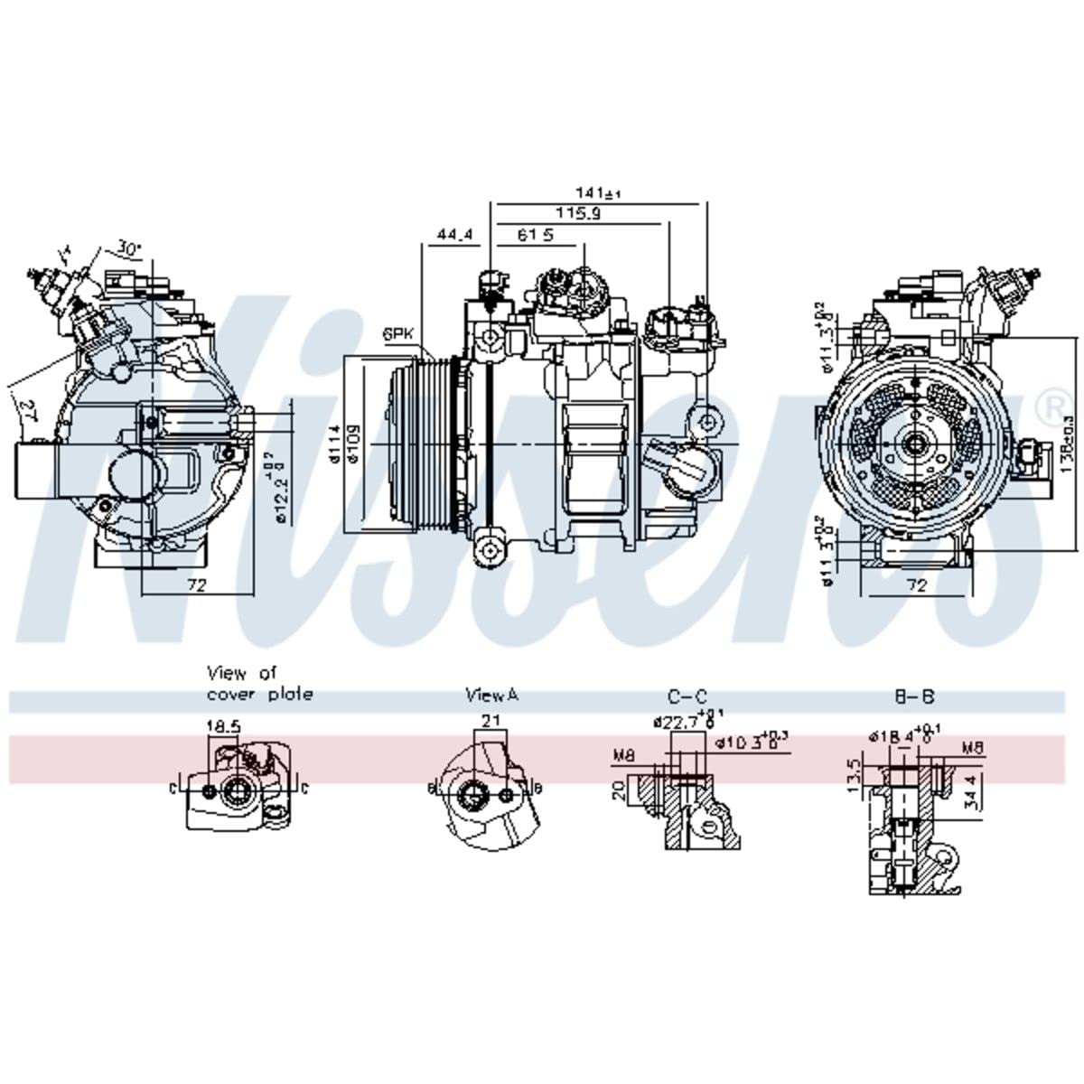 NISSENS Compressore Climatizzatore 890793 Compatibile con FORD C-MAX II FOCUS III
