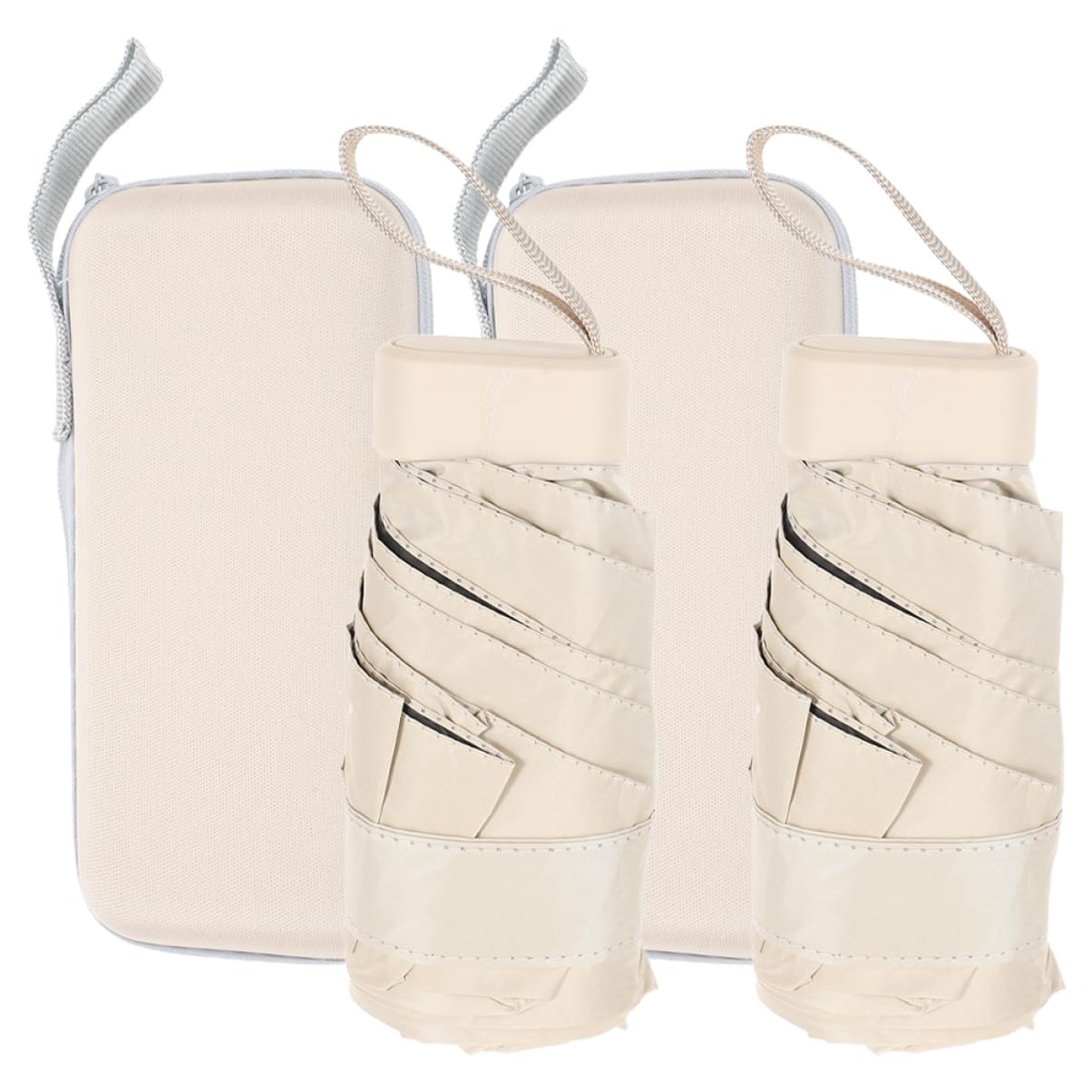 UPKOCH Mini Paraguas Plegable Beige de Viaje de 2 Piezas para Mujer