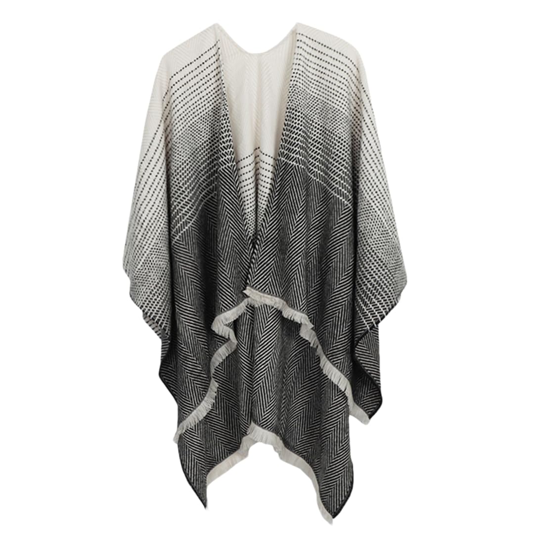 Poncho da donna con motivo scozzese spesso, scialle in cashmere, invernale, avvolge la coperta del foulard