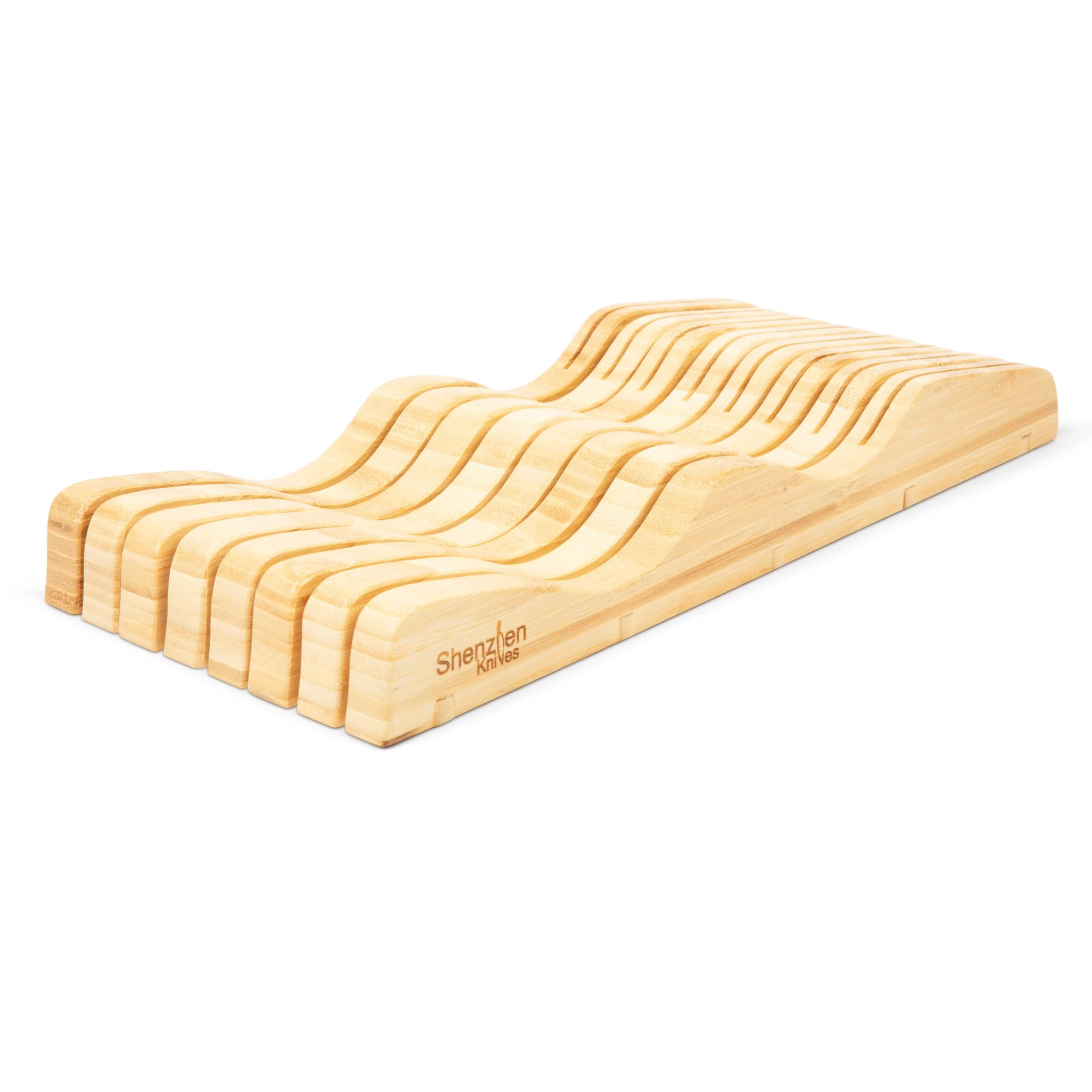 X-Large In-Drawer Bamboo Knife Block: 15 Slot (Holds 12-15 Knives) Empty Wood...