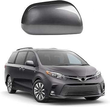 Gray Side Mirror Cover Caps for 2011-2020 Toyota Sienna, Directly Replace Style Not Sticker