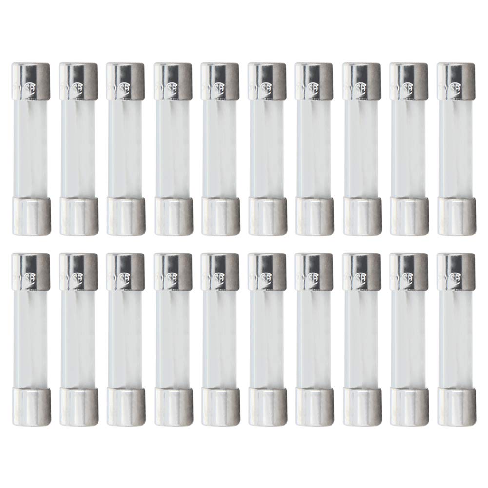 Fielect 100pcs 250V 20A Fast Blow Fuse Fast Acting Glass Tube Fuses 6x30mm