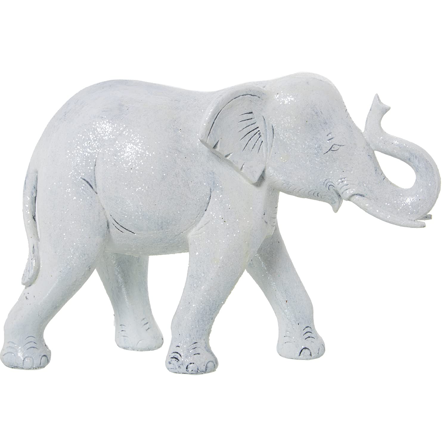 DRW Figurine d'un éléphant en résine Blanc Vieilli 29 x 11 x 20 cm