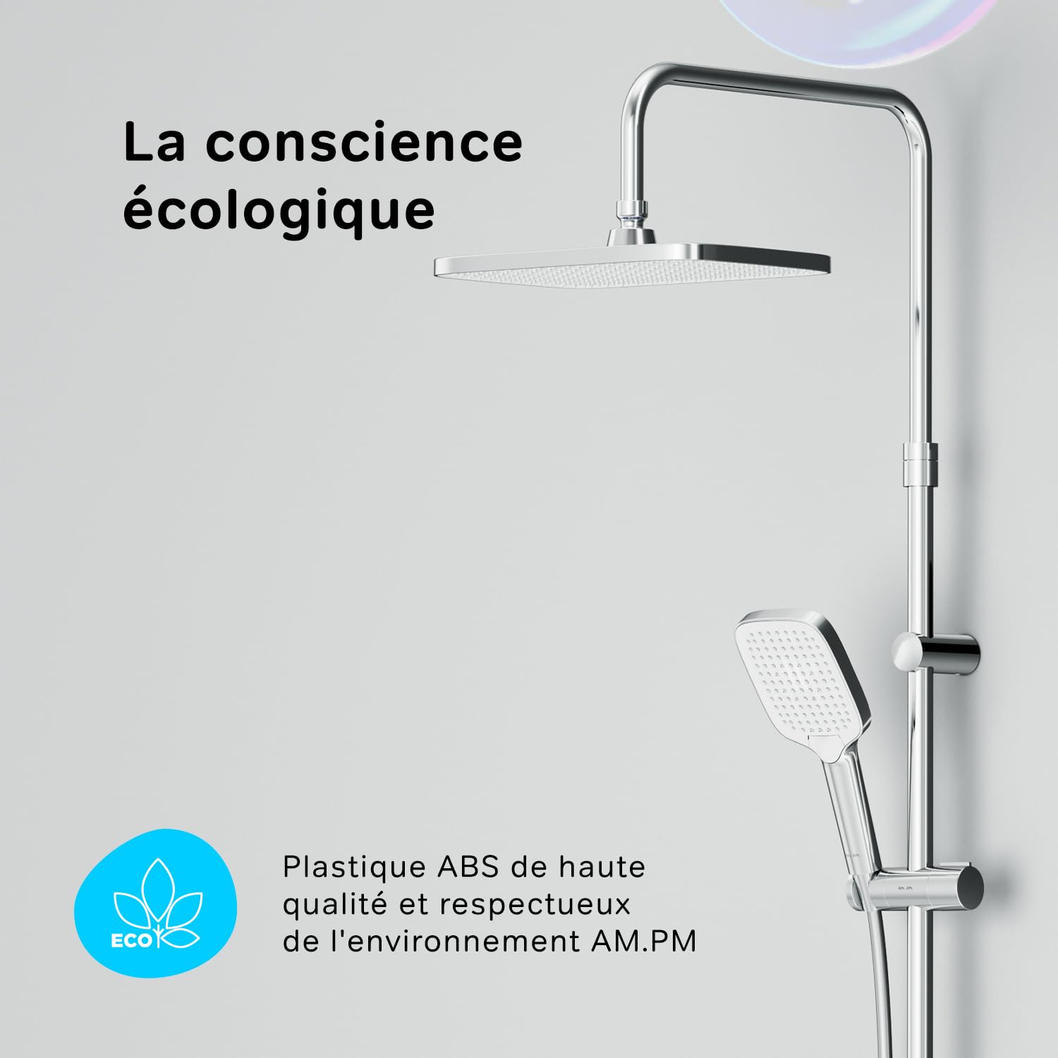 Colonne De Douche Complet Sans Robinet, Réglable En Hauteur, Tête De Douche Pluie Economiseur D'eau, Douchette à Main Avec 5 Modes D'écoulement, Chromé, Hit (F07TA000