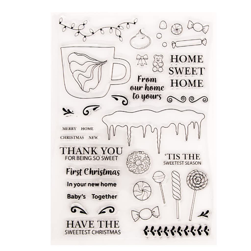 Yhplxyuus Blessing Words Patterns Clear Silicone Stamp Decorative Christmas Rubber Seal Stamp for Scrapbooking Embellishments Christmas Clear Stamps for Scrapbooking Card Making