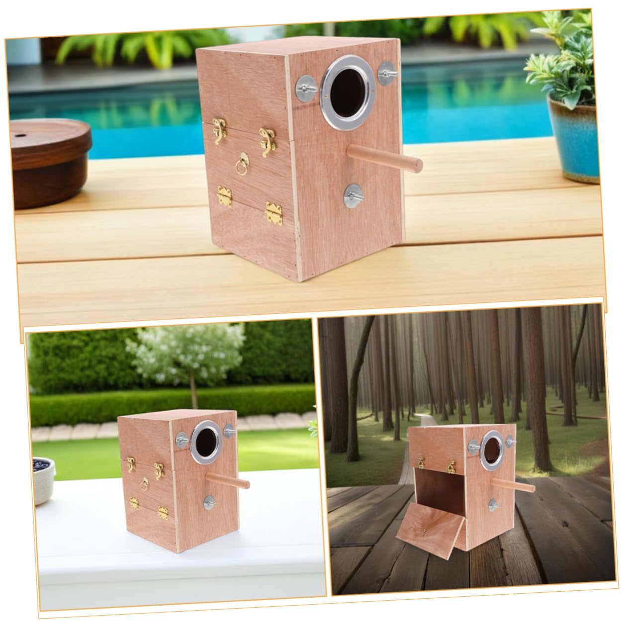 TOYANDONA Caja de Cría para Periquitos y Agapornis de Madera Natural Colgante Diseño Ahorrador de Fácil Instalación y Limpieza para Jardín y Exteriores