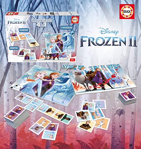 Educa Superpack Frozen 2 Pack de Domino, Identic y 2 Puzzles, Juego de Mesa, Multicolor