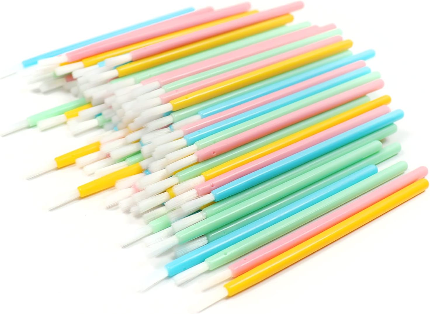 100 Pcs Disposable Makeup Lip Brushes Lipstick gloss brush pyo cookie paint brushes with Soft Brush Head Cosmetic Lip Brush Wands mini paint brushes for cookies (Mix Colors,Pink Green Blue Yellow)