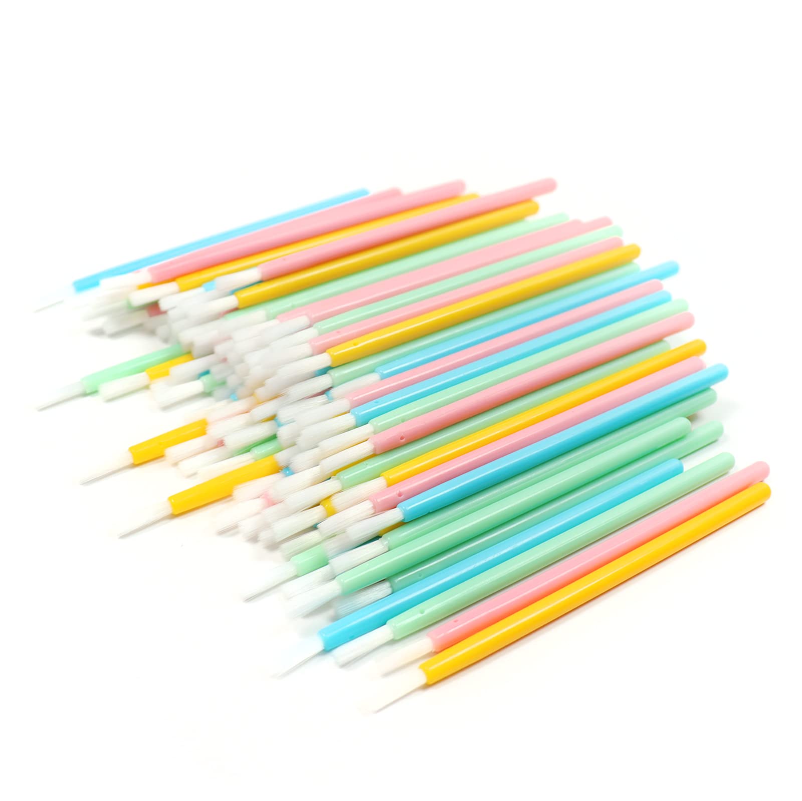 100 Pcs Disposable Makeup Lip Brushes Lipstick gloss brush pyo cookie paint brushes with Soft Brush Head Cosmetic Lip Brush Wands mini paint brushes for cookies (Mix Colors,Pink Green Blue Yellow)