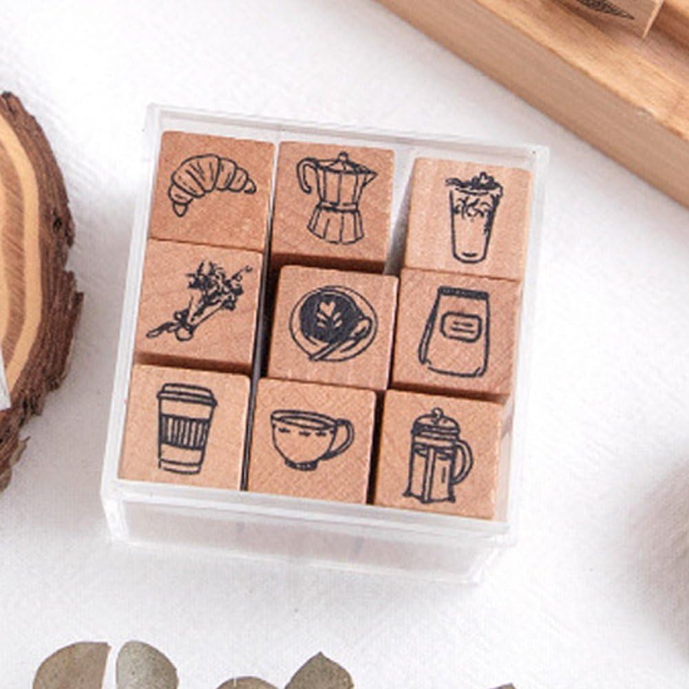 9 szt./zestaw uroczy kreskówkowy mini wzór drewniane znaczki życie codzienne piękny świat kalendarz planer znaczek scrapbooking dziennik