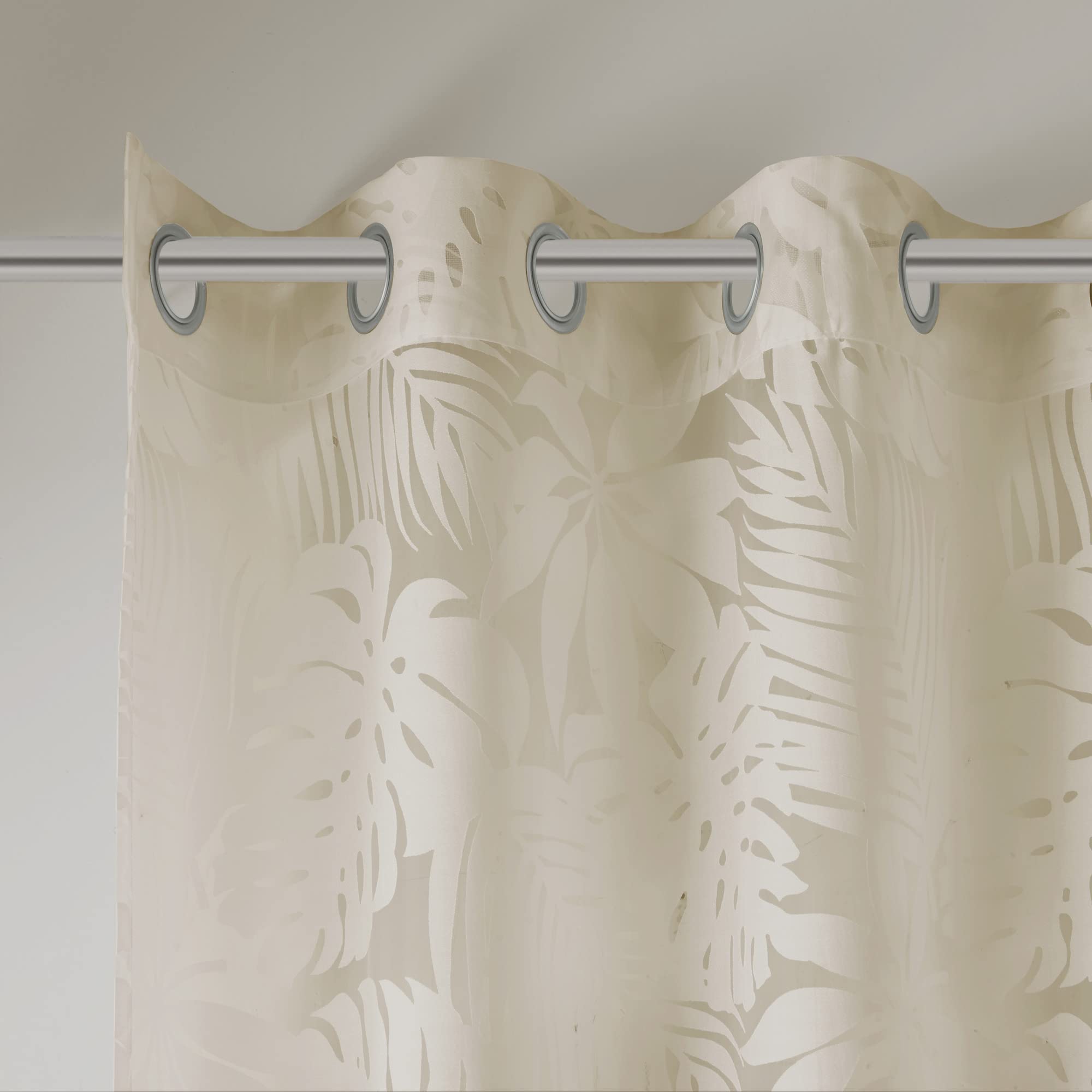 Madison Park Palm Leaf Burnout Window Sheer with Natural Finish MP40-7491, Tropical Natural, W 50" x L 63" (2 Panels) - Image 4