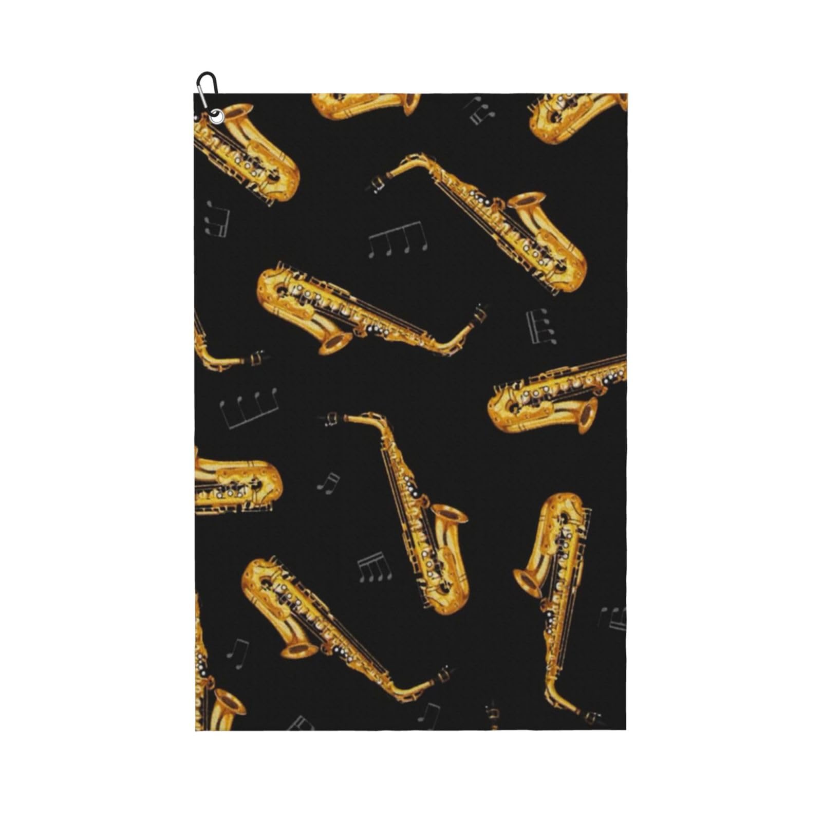Hnnkloy Saxophone And Music, 16x24 in Portable Waffle Golf Towels with Carabiner Clip for Golf Bag