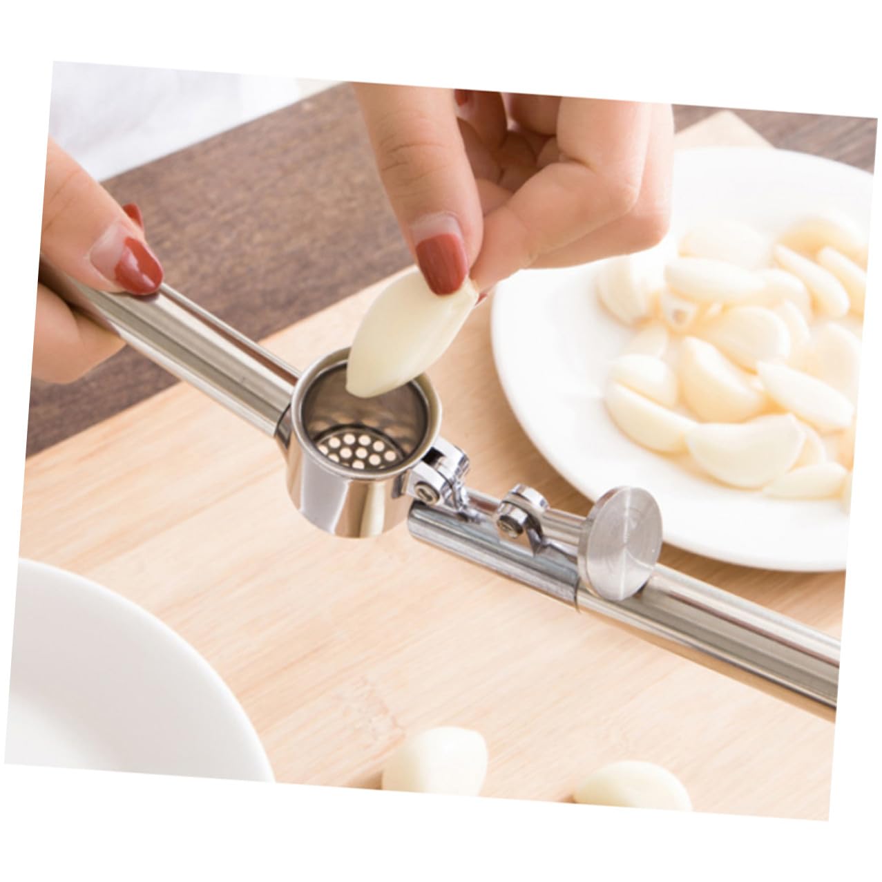 Acero Prensa de Manual Inoxidable Ajos para Cocina y Restaurante