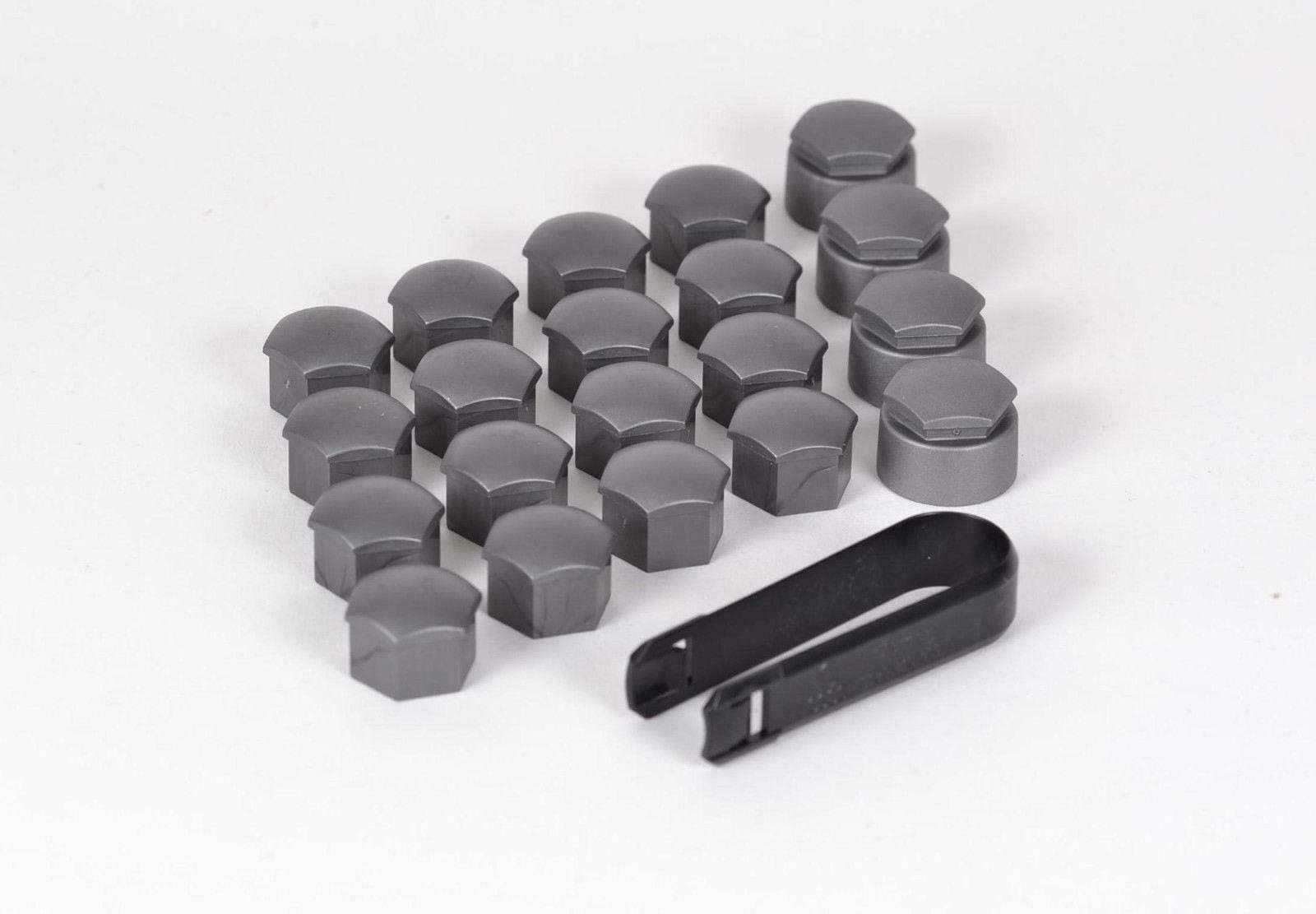 Skoda Genuine Alloy Wheel Bolt Nut Caps Covers 17mm Bolt Caps (Grey