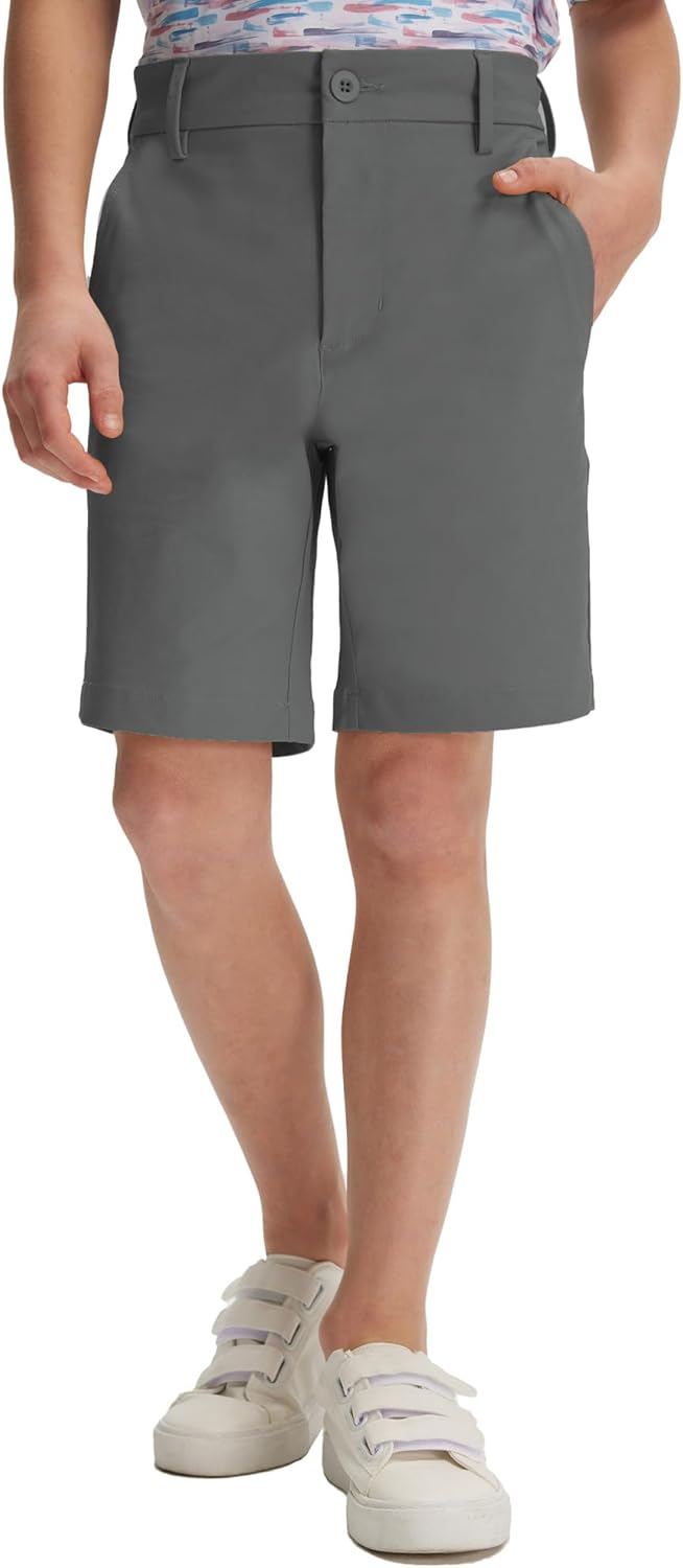 M MAELREG Boys Golf Shorts 7" Stretch Lightweight Flat Front Breathable Chino Water-Resistant Dry Fit Boys Athletic Shorts