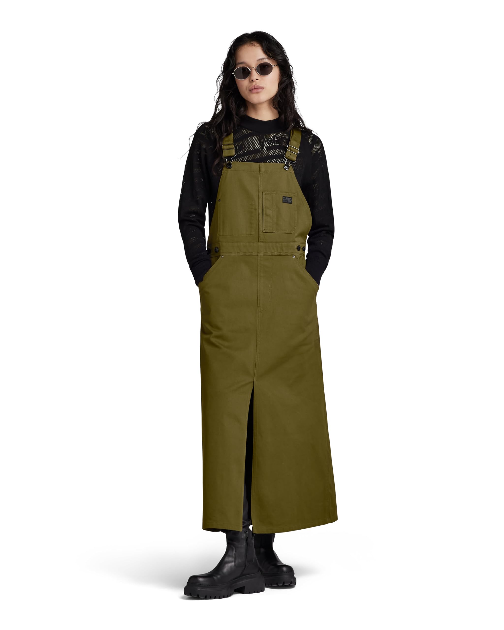 G-Star Women's Dungaree Dress Sleeveless, Green (dark olive D24247-C900-C744), S