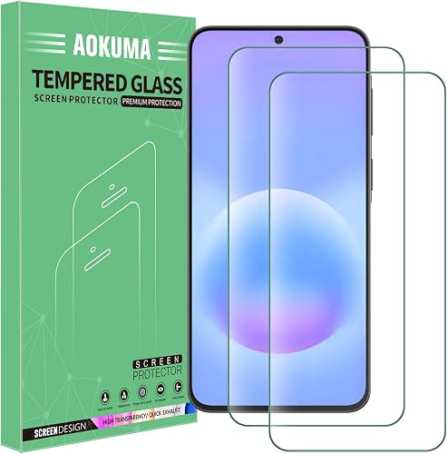 AOKUMA Tempered Glass for Samsung Galaxy A56 5G/S24 FE Screen Protector, [2 Pack] Premium Quality Guard Film, Case Friendly, terproof, Shockproof, Scratchproof oilproof