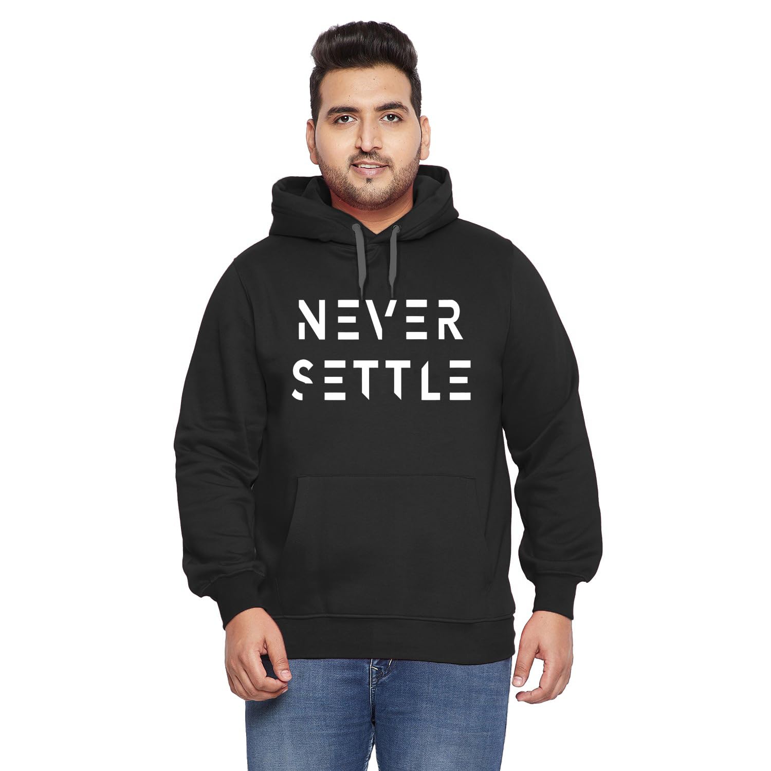 West Gate Clothing Plus Size Mens Cotton Hoodies,Hooded Sweatshirt | 100% Cotton Hoodies Plus Size Collection for Men | Never Settle | Gym Hoodie-image-36
