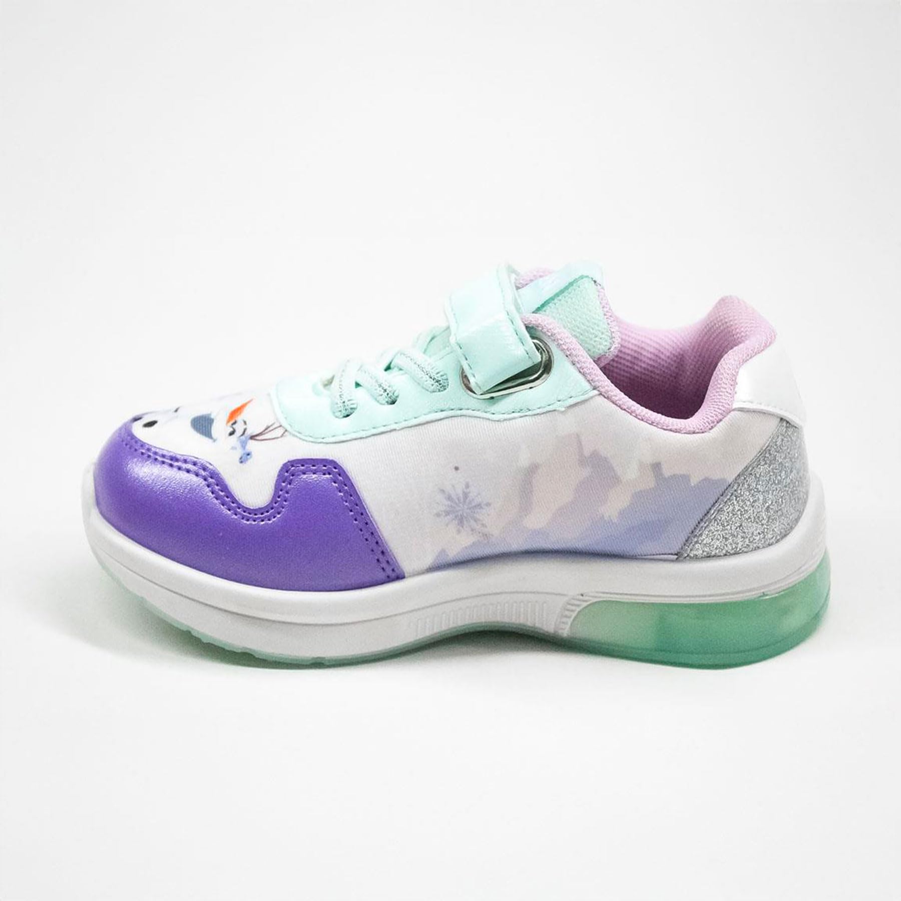 Disney Frozen - Zapatillas para niña Elsa y Olaf con luces LED, zapatos ligeros con cordones y , parte superior de tela con refuerzos de PU, tallas 25-32