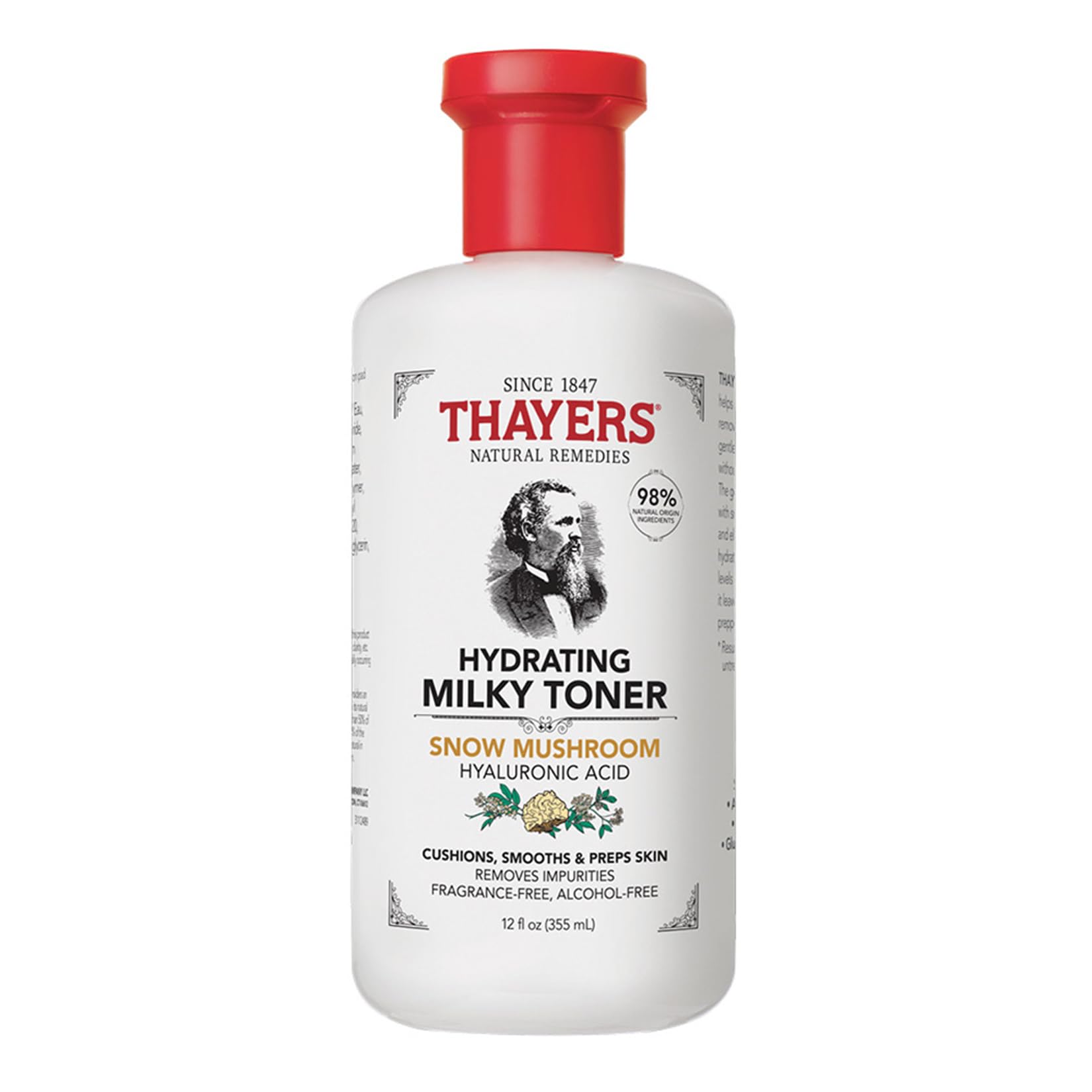 Thayers Milky Face Toner with Snow Mushroom and Hyaluronic Acid, Natural Gentle Facial Toner, Dermatologist Tested