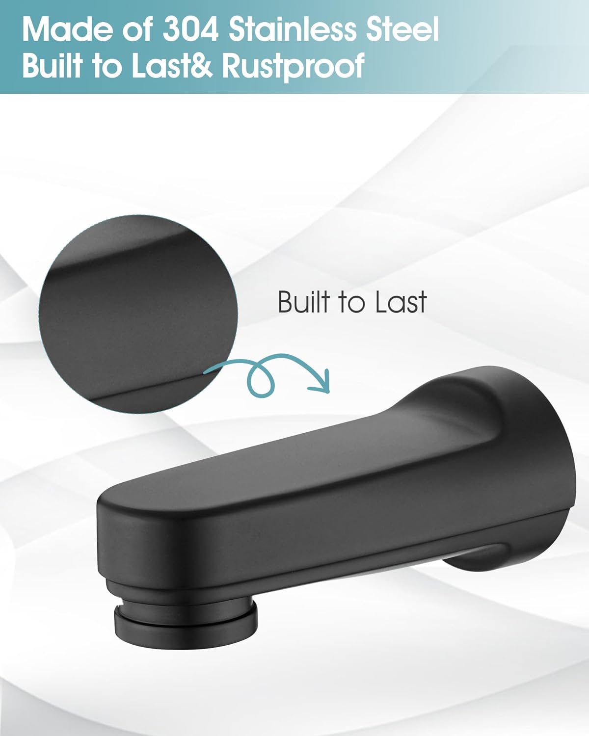 Metal Pull Down Bathtub Spout with Diverter, 5-1/4" Length, Repair Part Tub Spout, Rebuilt with RP33794& RP12307, Matte Black