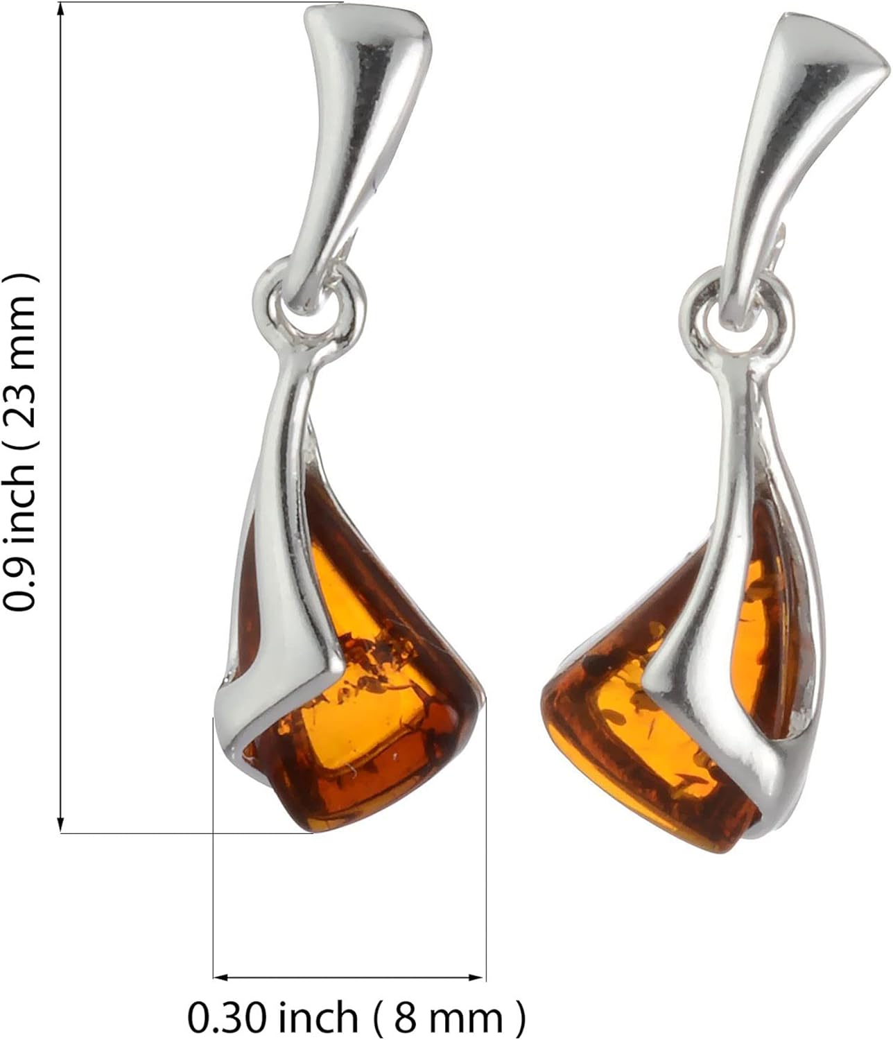 Amber Earrings - Baltic Honey Amber Dangling Earrings "Emilia" - Sterling Silver Jewelry Collection