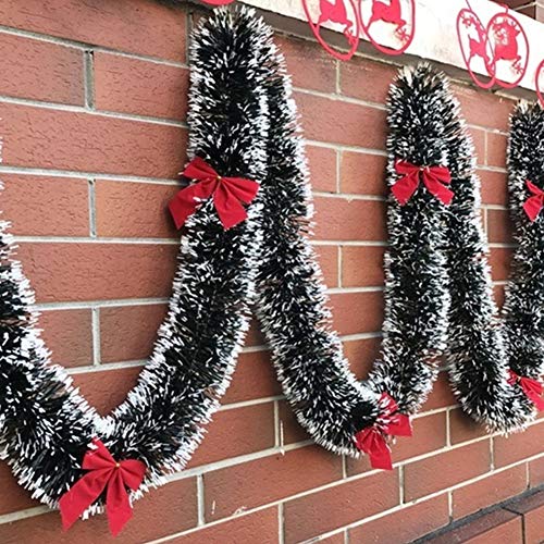 Gemini_mall Christmas Decorations, 2M Christmas Garland for Stairs Fireplaces Christmas Garland Decoration Xmas Festive Wreath Garland with Bow Red