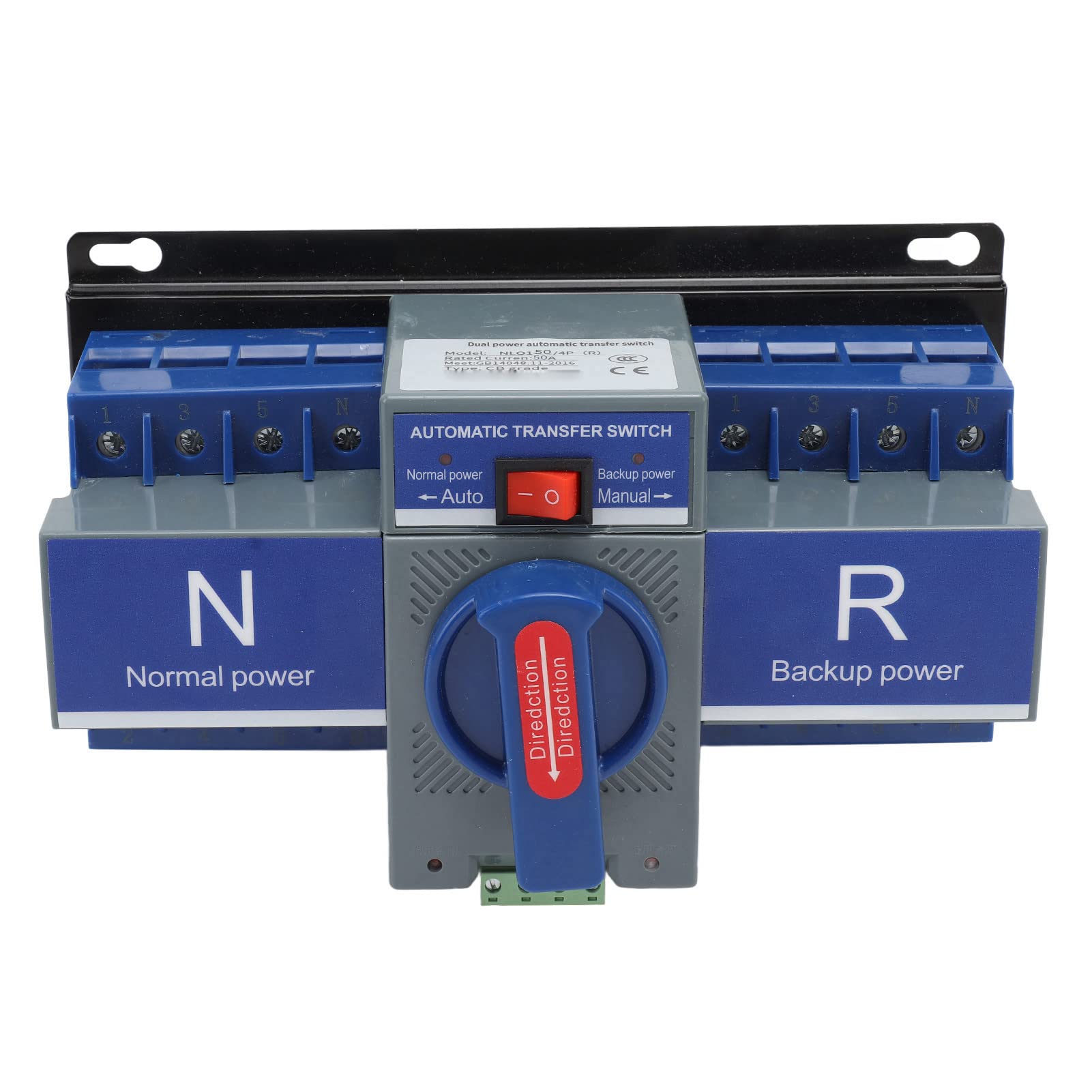Marhynchus Automatischer Dual-Power-Transferschalter, PC-Gehäuse-Umschalter, 4P AC400V Unter 3s Transfer-Überlastschutz 50 60Hz für die Bank-Stromverteilung (50A)