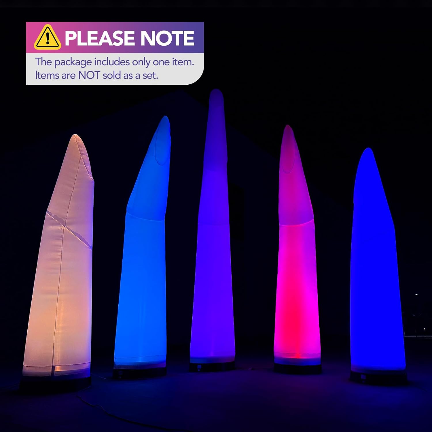9ft Inflatable Color-Changing Light-Up Fang Shaped Column Decor with Built-in Blower for Parties, Events, and Celebrations -1PC
