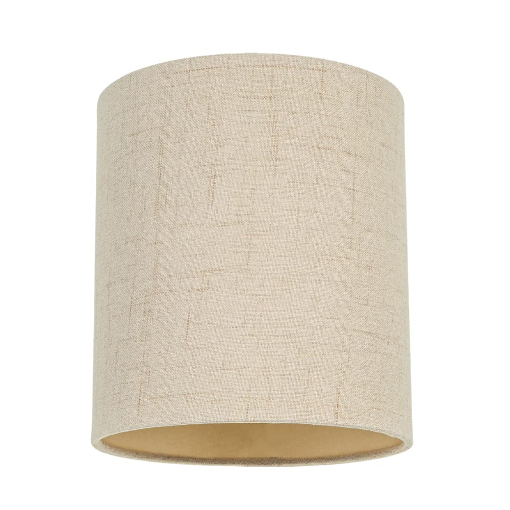 Rackhams Cream/White/Light Contemporary And Sleek Taupe Linen Fabric 6" Cylindrical Lamp Shade 60W Maximum
