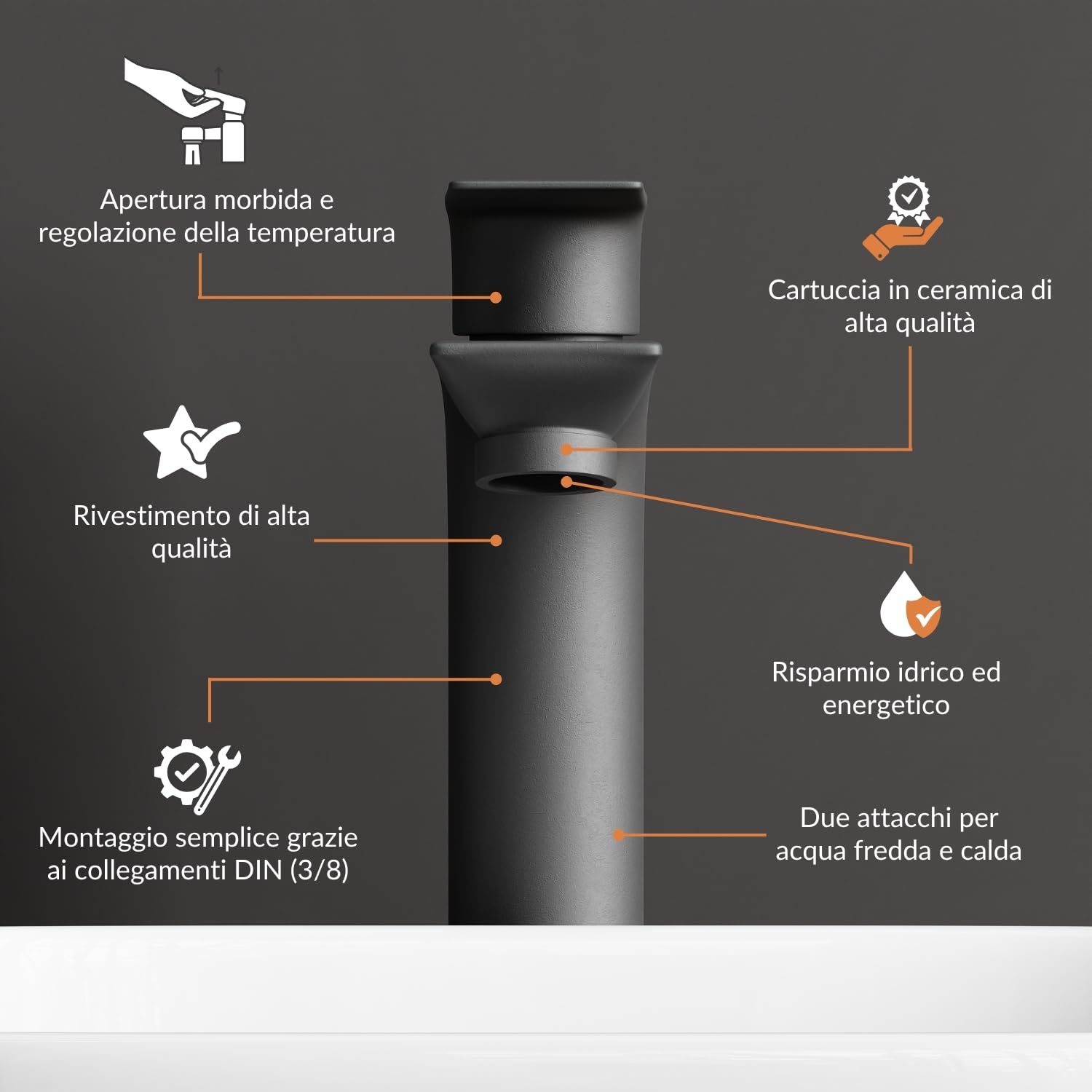 Planetmöbel lavabo con mobiletto 50 cm, mobile lavabo sospeso, chiusura ammortizzata, set di mobili da bagno, rovere oro