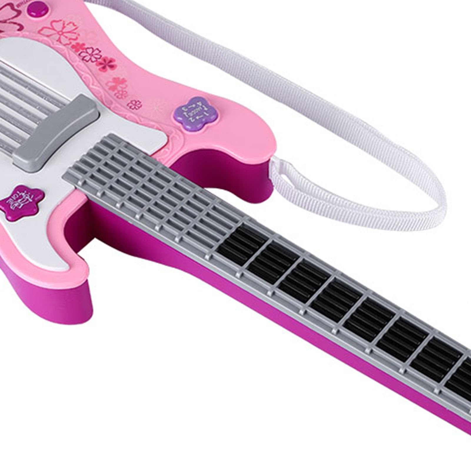 Chitarra elettrica per bambini PolyGen con quattro modalità di riproduzione, luci ritmiche e ingresso per microfono esterno, questa chitarra elettronica per bambini è progettata (Rosa)