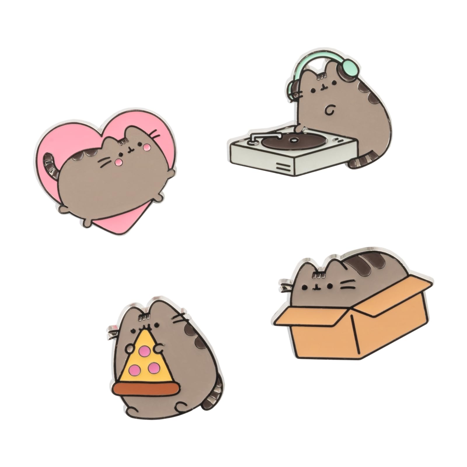 Grupo Erik Set of 4 Enamel Pins - Pusheen Cat Gifts | Cute Pin Badges, Bag Pins | Kawaii Gifts for Cat Lovers, under 15 Pounds, for Friends, Kawaii Stuff