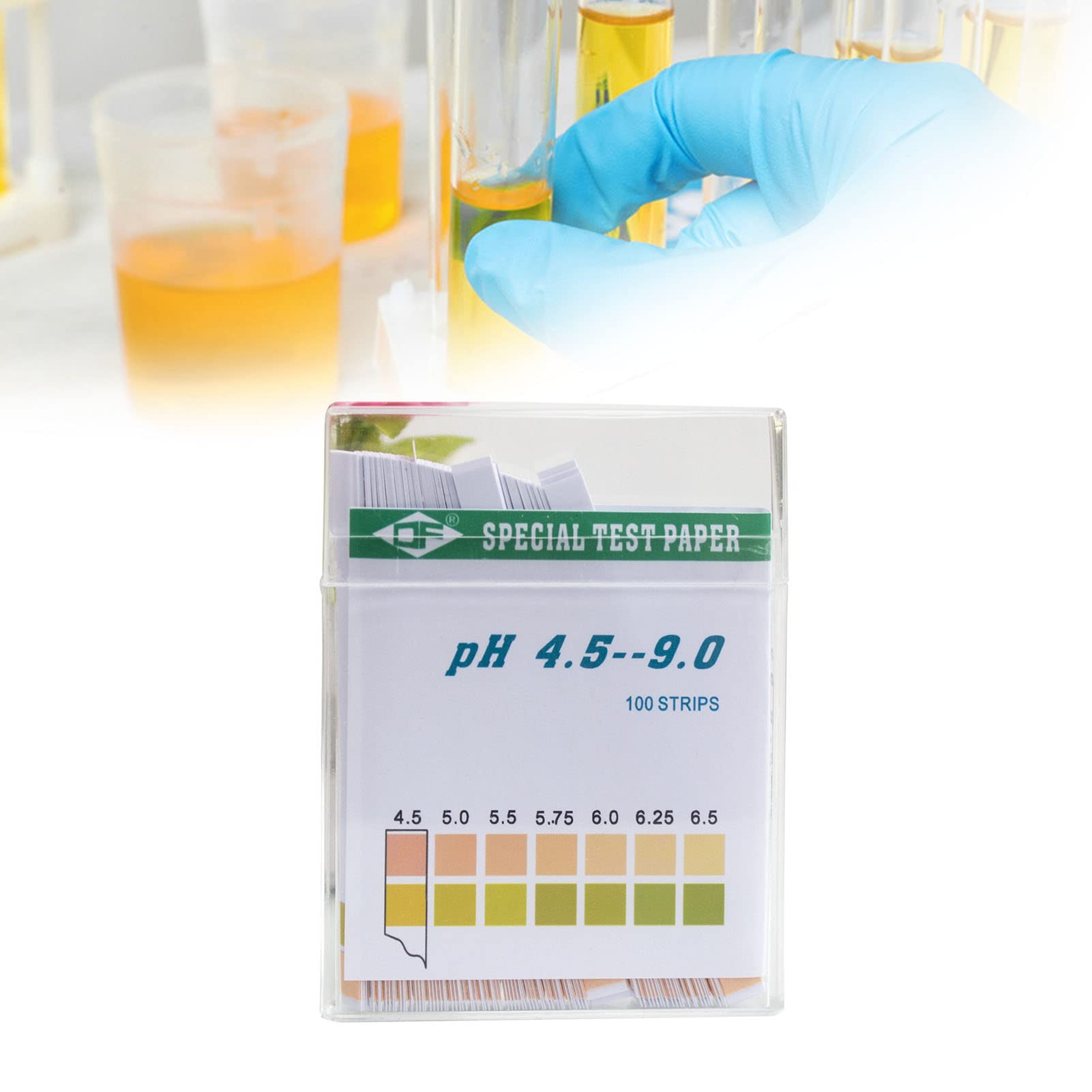 Test Strips, 2 Color 4.5-9.0 Quick Testing, 100 Monitoring Strips with Colour Card for Water, in Soil, for Cosmetics