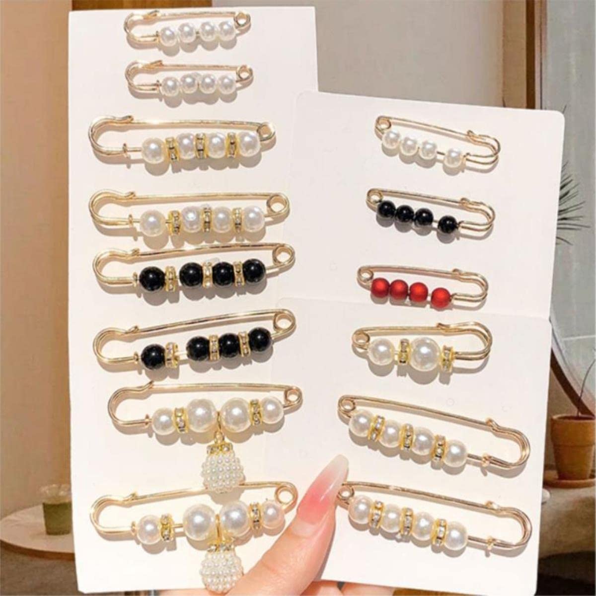 Lot De 22 Broches Fantaisie Rétro – Perles Et Cristal – Pour Pull, Châle, Robe, Jean – Femme Et Fille