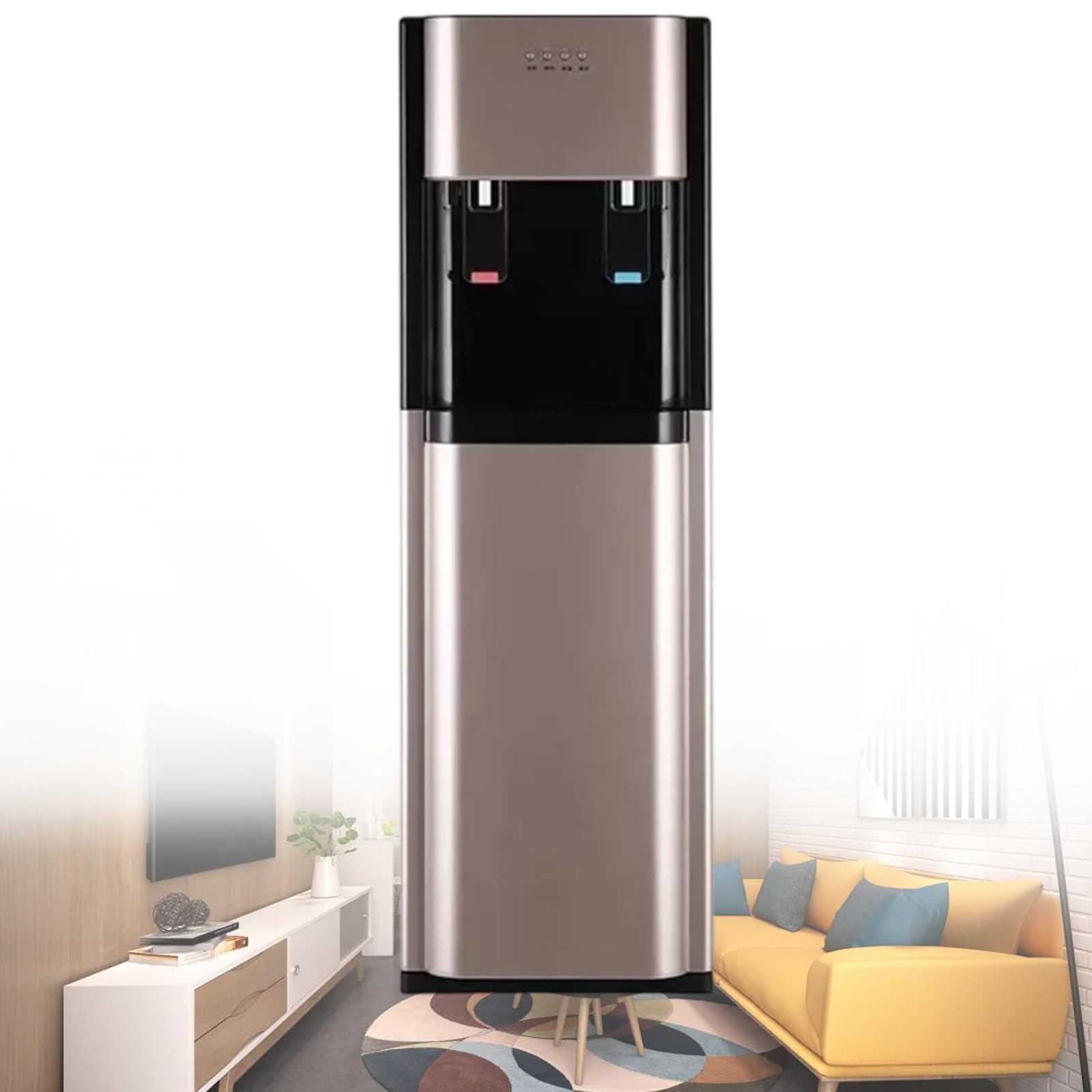 Dispensador De Agua De Pie Independiente, Carga Inferior, con 3 Grifos De Temperatura, Agua Caliente Y FríA, ProteccióN contra Quemaduras Secas, Sin Levantamiento Warmandhot-Gold