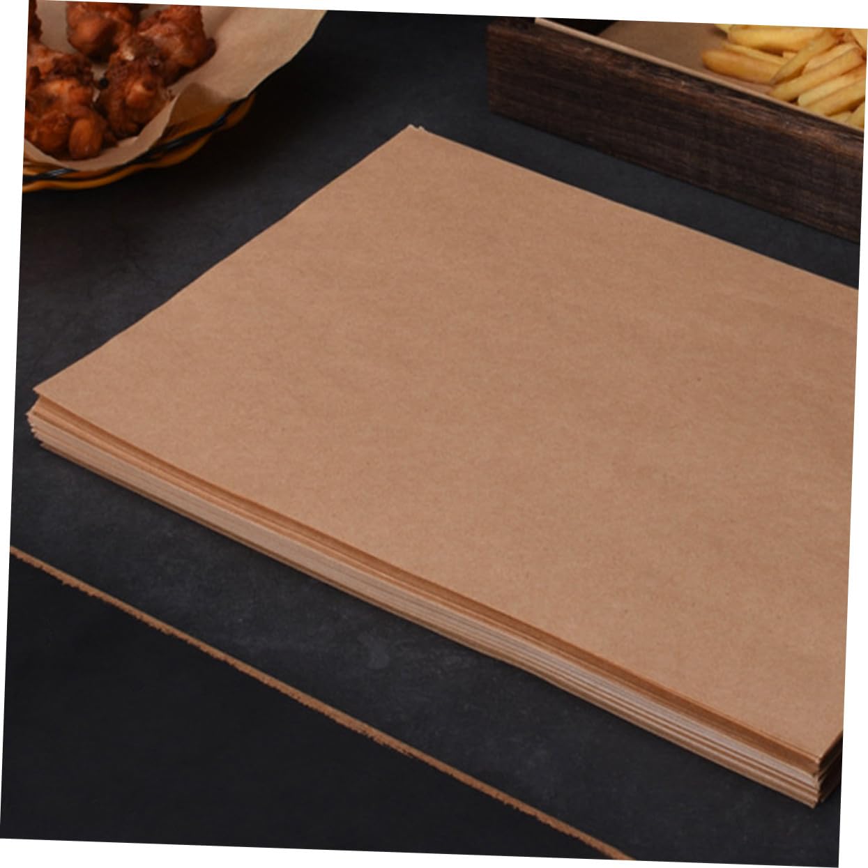 Uonlytech 100 Feuilles de Papier Sulfurisé Kraft Antiadhésif pour Cuisson Four et Emballage Alimentaire, Résistant Haute Température, pour Viande et Pâtisserie