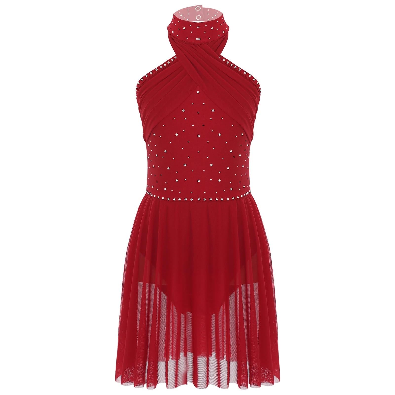 Gymnastikanzug Mädchen Mädchen Gymnastik Trikot Kleid Strass Ärmelloses Ballett Tutu Kleid Ballsaal Eiskunstlauf Wettbewerb Kostüm(Color 1,16)