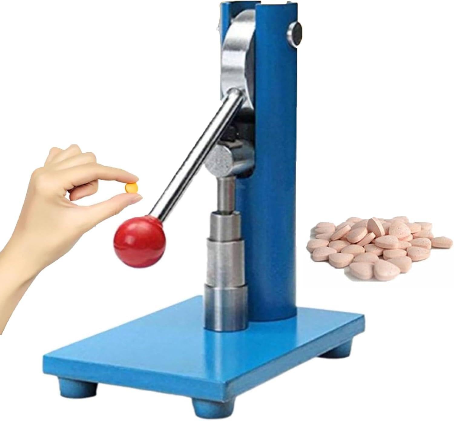 Pressa per compresse Manuale a Leva (6-12 mm) - Pressione 400 kg, per Acido benzoico da Laboratorio, Campioni di Carbone, Polvere di Medicina Tradizionale Cinese 10mm