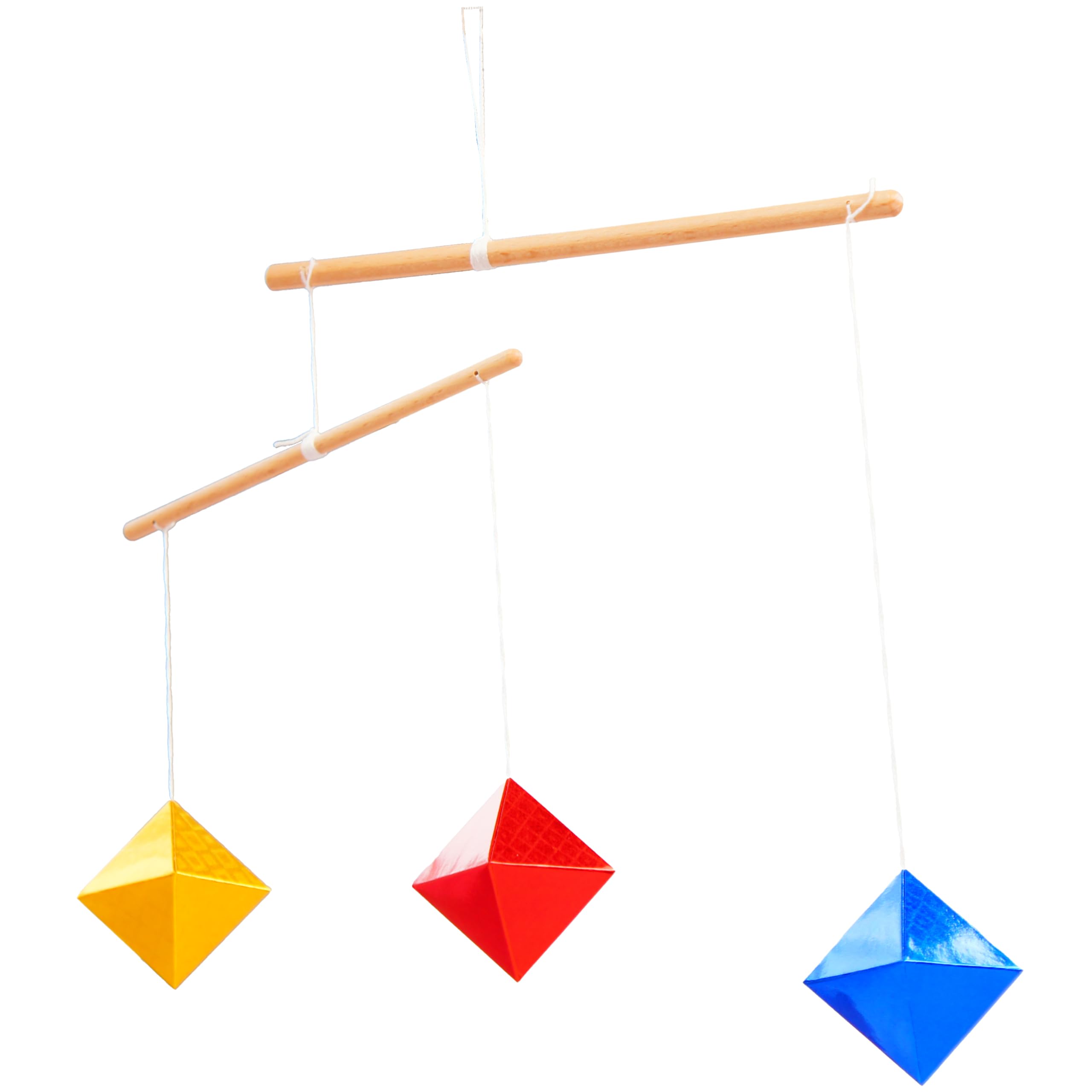 Purgano Montessori Octahedron Mobile, 3-Piece Primary Colors Visual Development Toy for Babies, Same Size Set