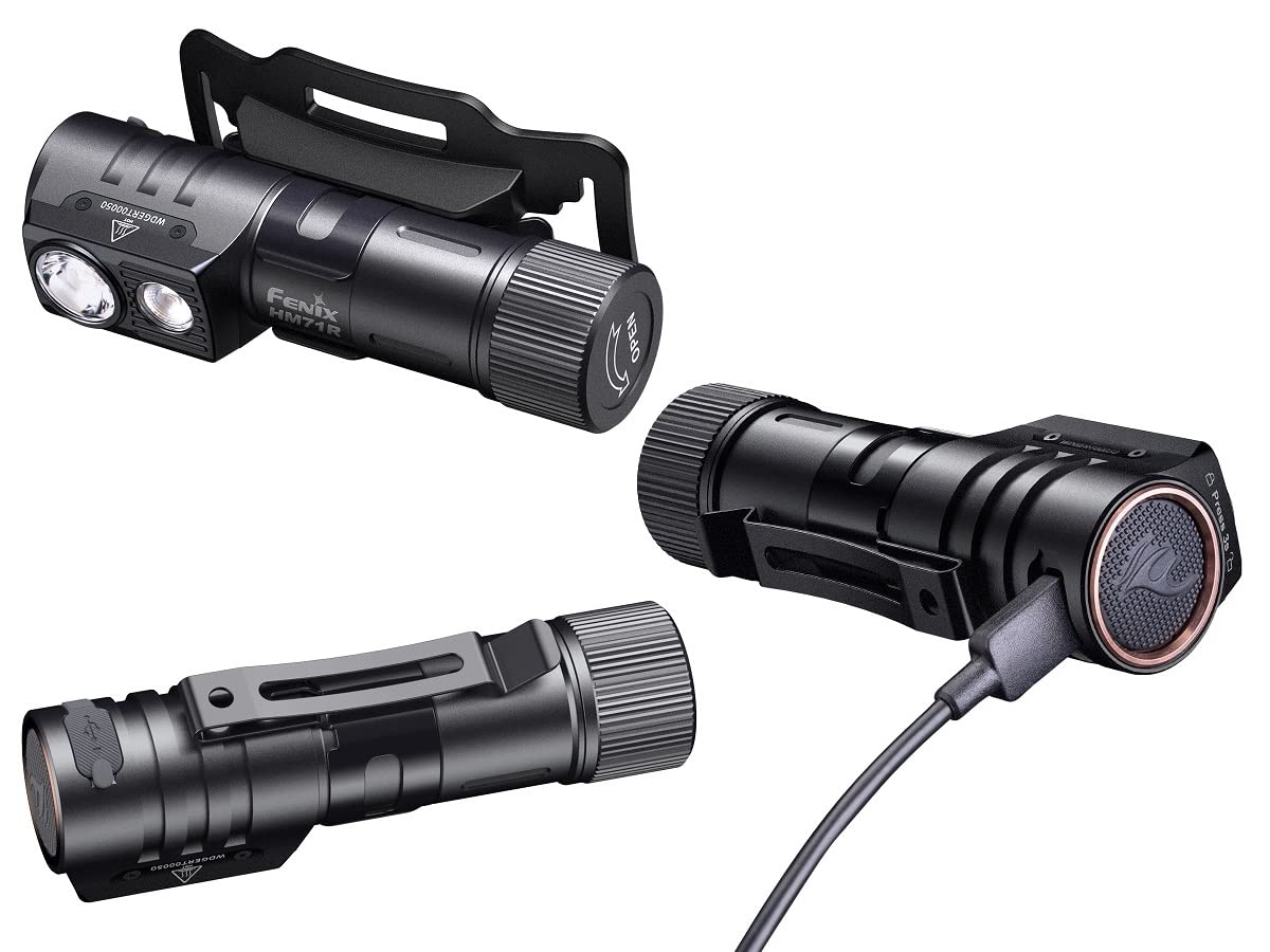 FENIX HM71R LED Stirnlampe und Winkeltaschenlampe mit max. 2.700 Lumen, Maximale Leuchtweite von 230 Metern, 500 Lumen Flutlicht und 5 Lumen inkl. USB-C Ladekabel, Outdoor Baustelle Inspektion