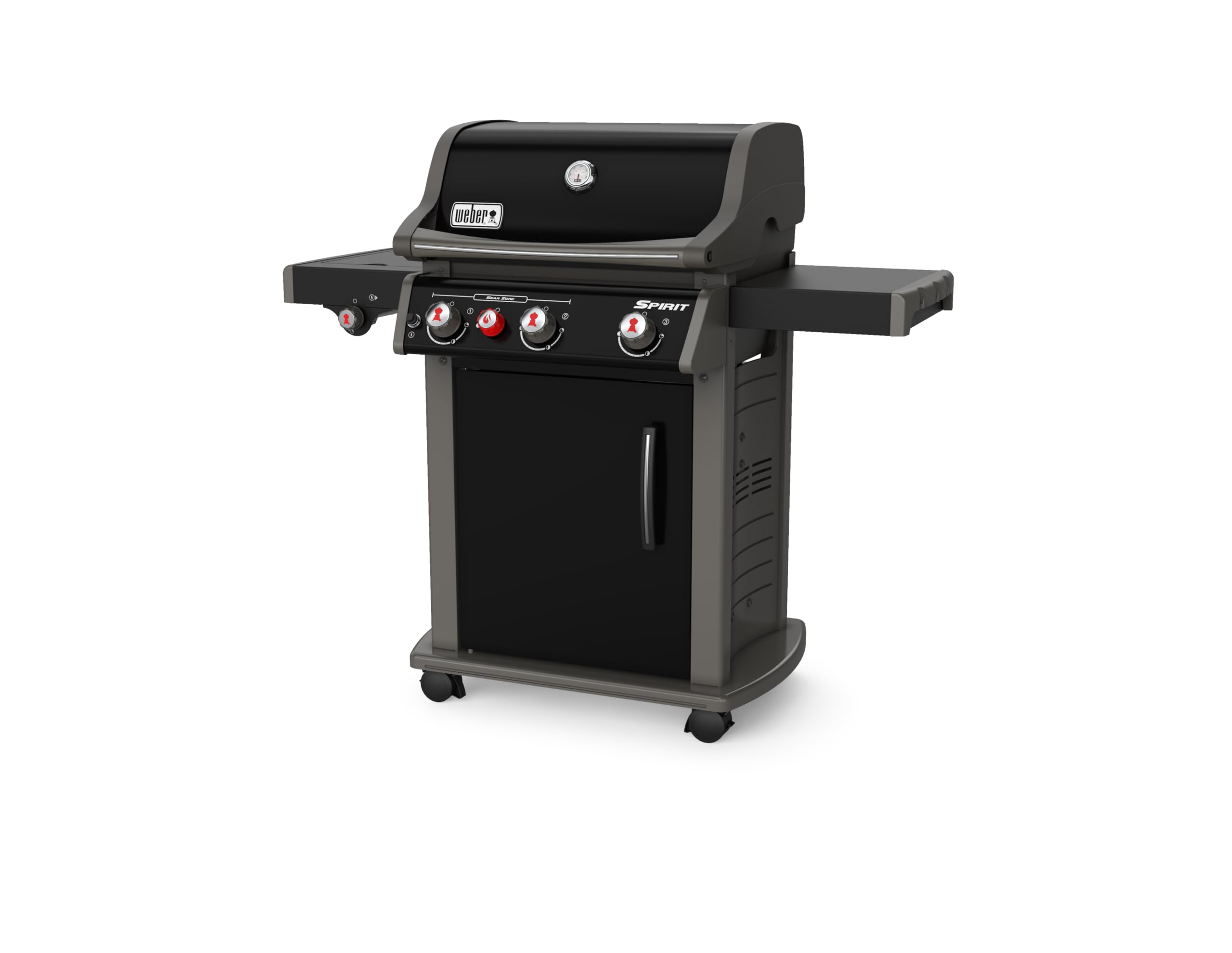 Weber Spirit E-330 GBS Classic Barbecue à gaz, 3 brûleurs + réchaud latéral + brûleur Sear Zone, Surface de Cuisson 60 x 46 cm, thermomètre de Couvercle, 4 Roues - Noir (1500134)