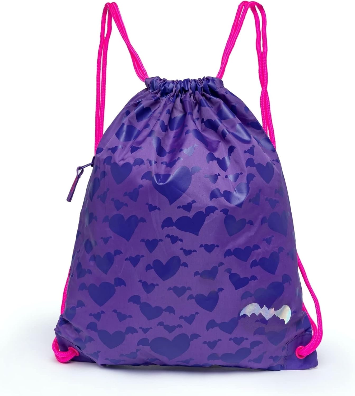 Packable Gym Drawstring Backpack for Girls, Drawstring Cinch Shoe Bag with Lateral Zipper Pocket (Lavender)