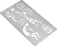 Vista 2 de Aleks Melnyk No.434 Plantilla de metal, deidad de fertilidad Kokopelli, diseños de petroglifos, plantilla pequeña, 1 unidad, plantilla para leña