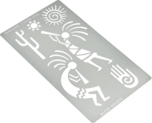 Miniatura 2 de Aleks Melnyk No.434 Plantilla de metal, deidad de fertilidad Kokopelli, diseños de petroglifos, plantilla pequeña, 1 unidad, plantilla para leña,