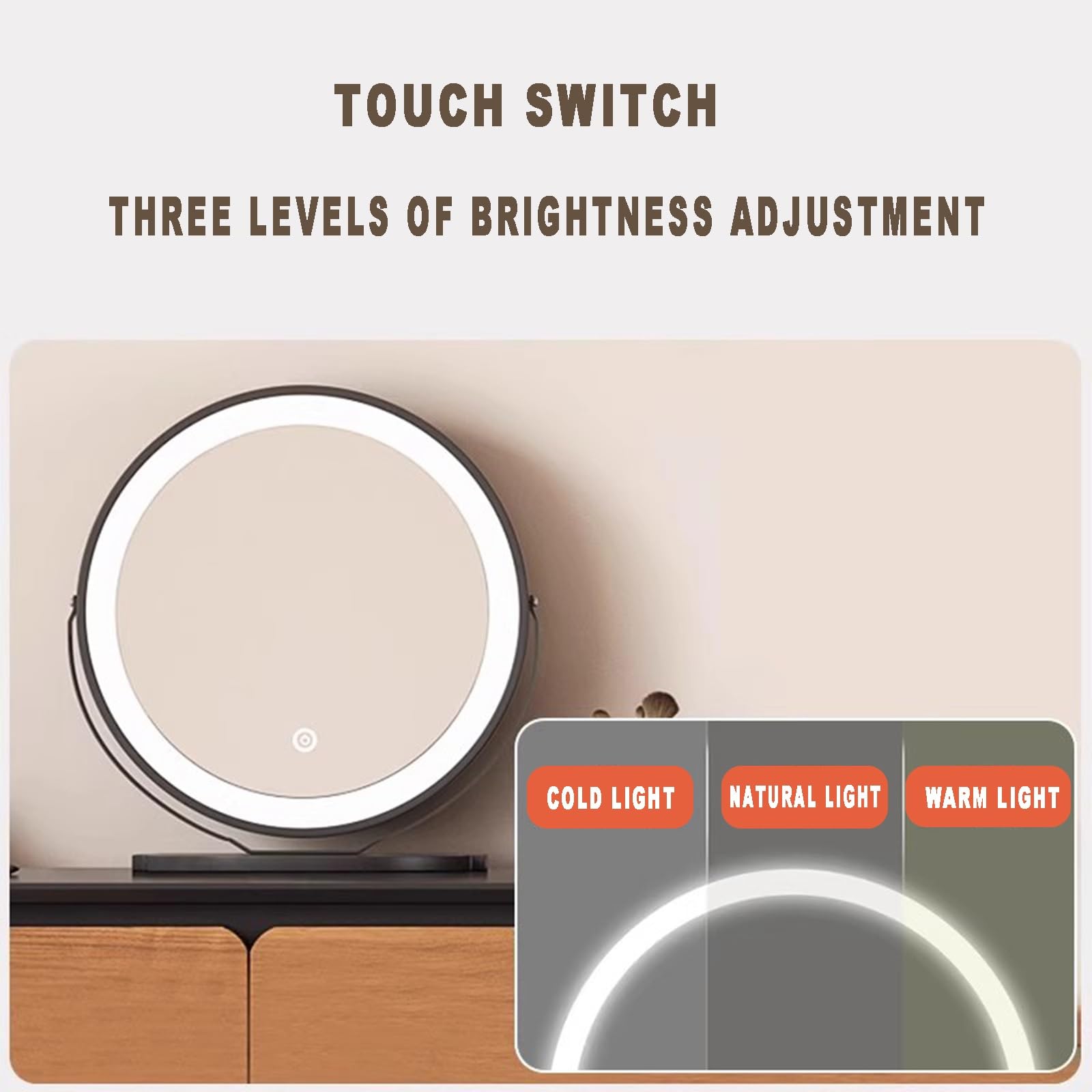 Tavolo da trucco a LED con specchio, scrivania per trucco con 3 cassetti, sgabello per camera da letto, elegante stazione di trucco con specchio illuminato, design elegante per gli amanti della