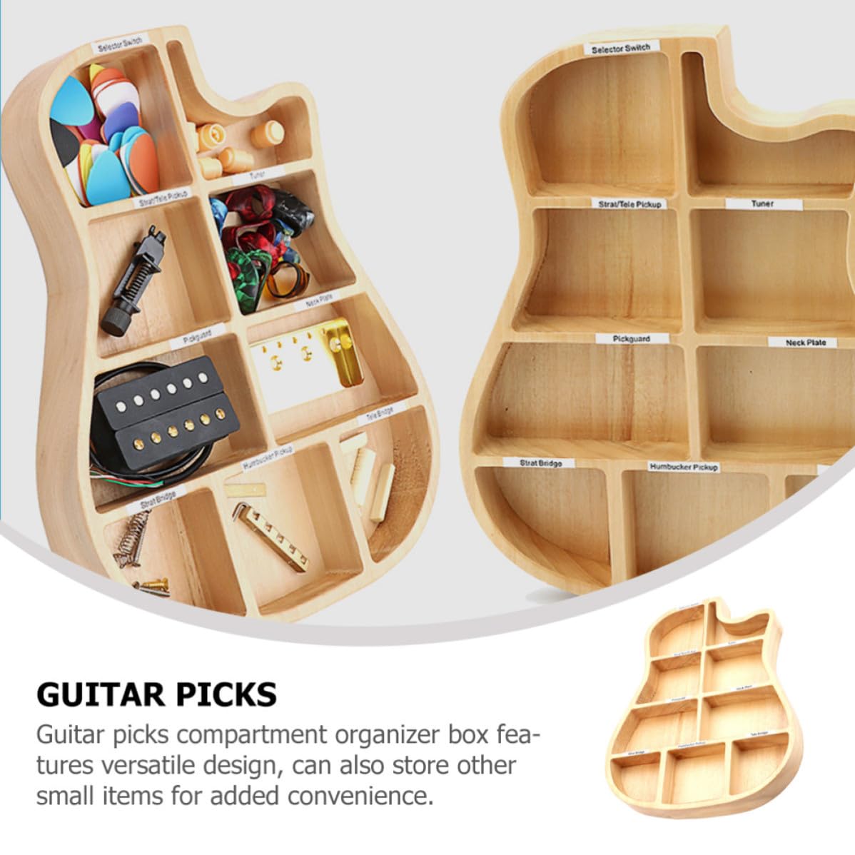 HOMSFOU Bois Boîte de Rangement Modèle L830, pour Médiators Guitare Khaki