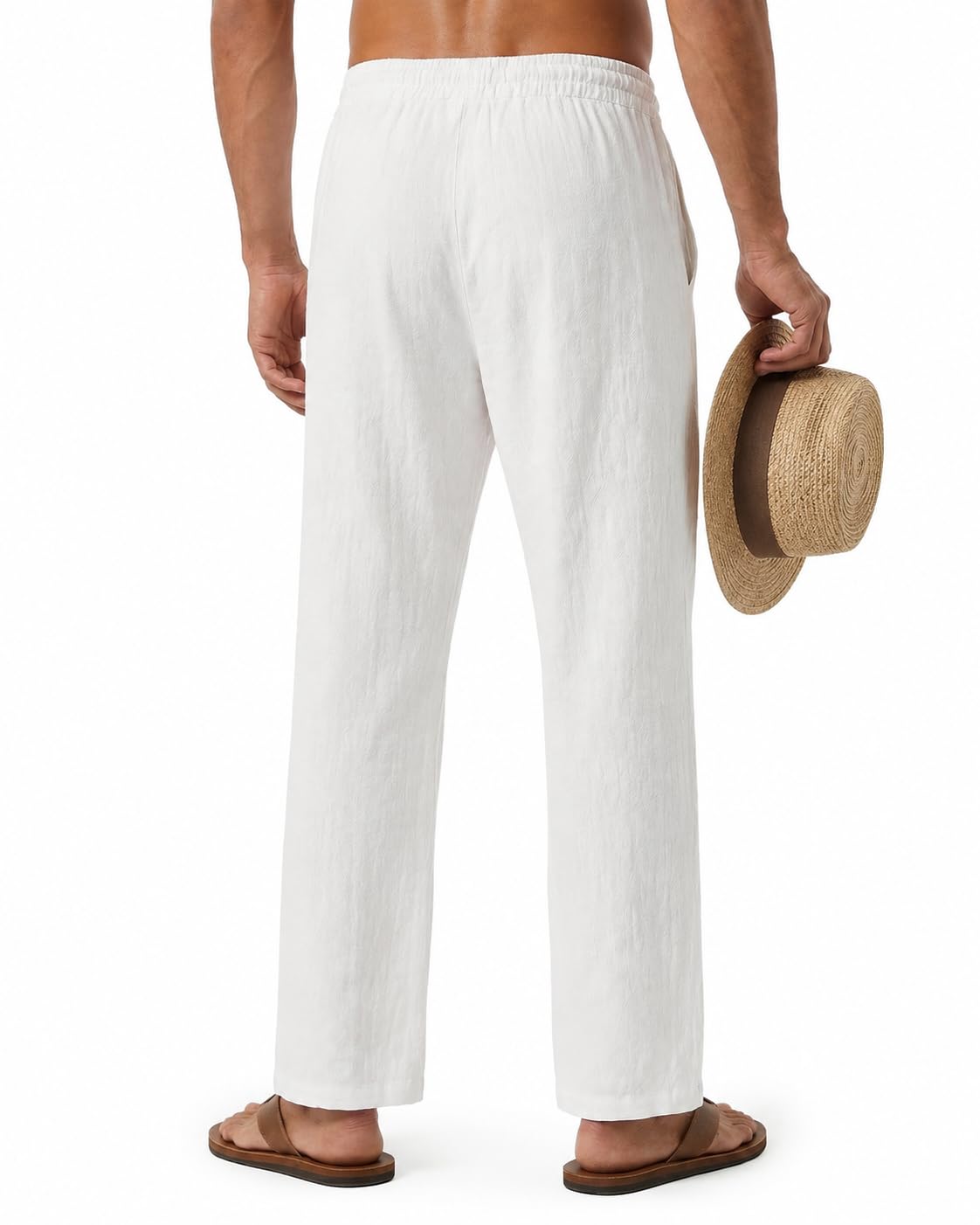 Zylioo Pantaloni alti in lino con cavallo da 83,8 cm/88,9 cm, pantaloni extra lunghi da uomo, pantaloni estivi a gamba larga, leggeri e casual