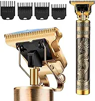 Máquina Profissional Dragão - Ferro - Acabamento Sem Fio Cabelo Barba Pezinho Personalizada Com Limitador de Lamina Ajustável - Recarregável Bateria 2000mA - Kit Conjunto 4 Pentes Óleo